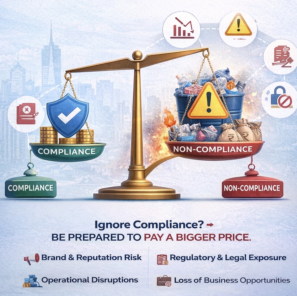 Waste Management Compliance in India comparison showing cost of compliance vs non-compliance risks