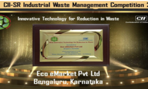 Eco eMarket Pvt Ltd Wins CII-SR 2021 Award for Innovative Waste Reduction Technology Award recognition for Eco eMarket Pvt Ltd at the CII-SR Industrial Waste Management Competition 2021 for innovative technology in waste reduction.